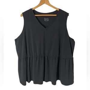 CC2- Denim & Co Essentials Women’s 3X Black V-Neck Top